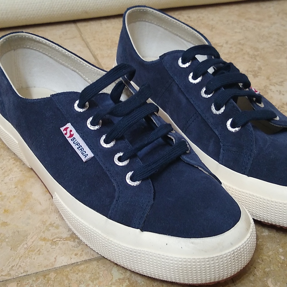 NWOT, Superga Navy Suede Sneakers - Picture 2 of 6